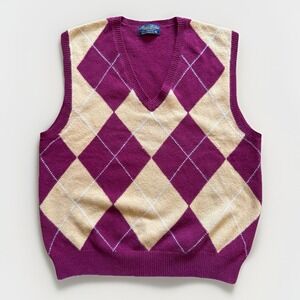 Brooks Brothers Argyle Sweater Vest Men's M Lambswool Preppy